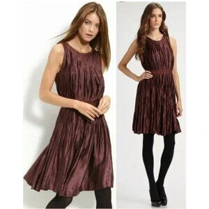 Theory Burgundy Cadrian Polymembrane Plisse Sateen Burgundy Dress 2